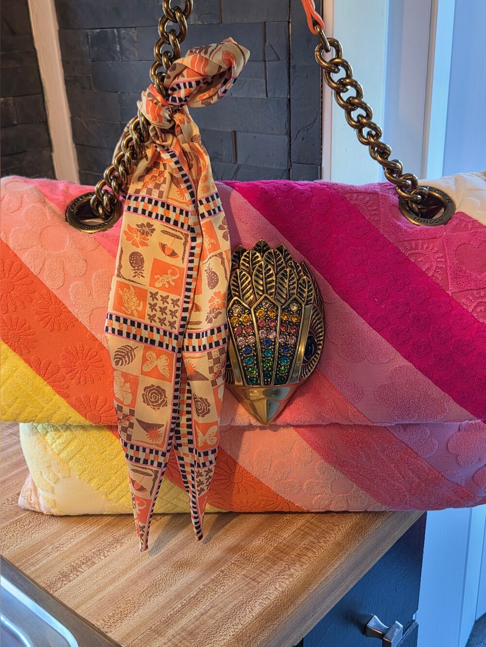 Kurt Geiger NWT Multi Colored Macro Bag W/Scarf & Dustbag